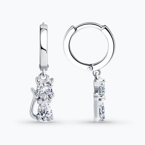 Серьги из серебра с фианитами