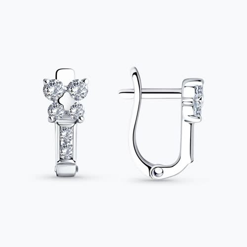Серьги из серебра с фианитами