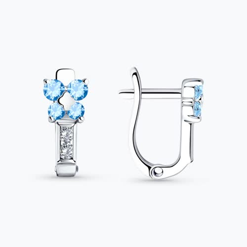 Серьги из серебра с фианитами