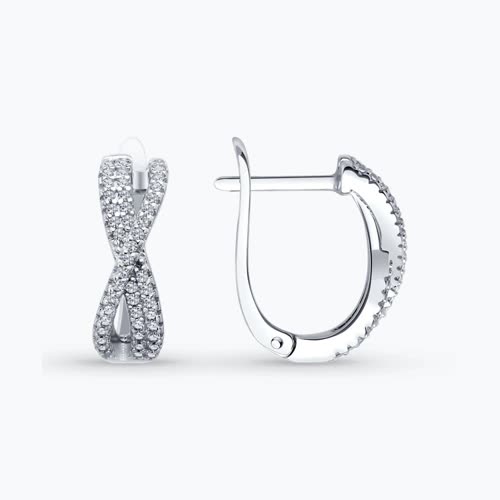 Серьги из серебра с фианитами
