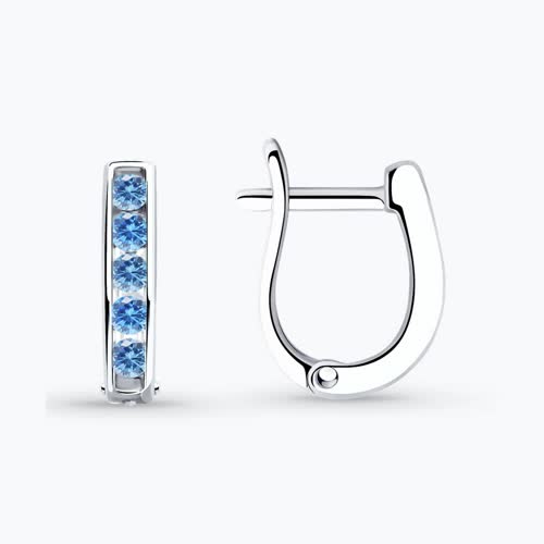 Серьги из серебра с фианитами