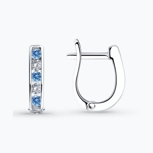 Серьги из серебра с фианитами