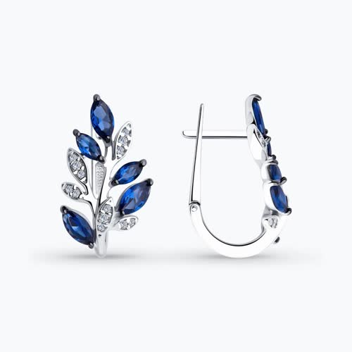 Серьги из серебра с фианитами