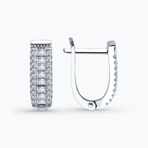 Серьги из серебра с фианитами