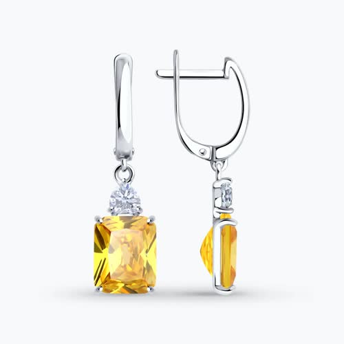 Серьги из серебра с фианитами