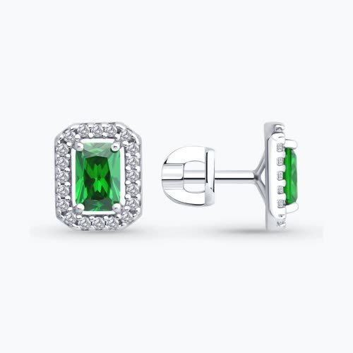 Серьги из серебра с фианитами