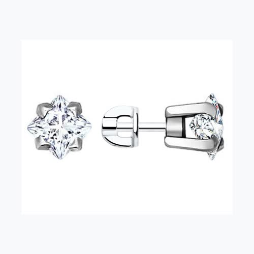 Серьги из серебра с фианитами