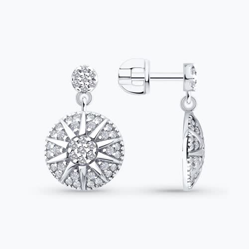 Серьги из серебра с фианитами