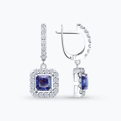 Серьги из серебра с фианитами