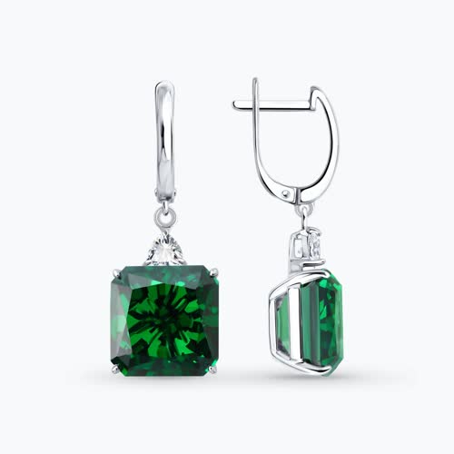Серьги из серебра с фианитами