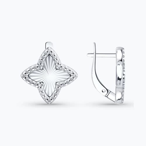 Серьги из серебра с фианитами
