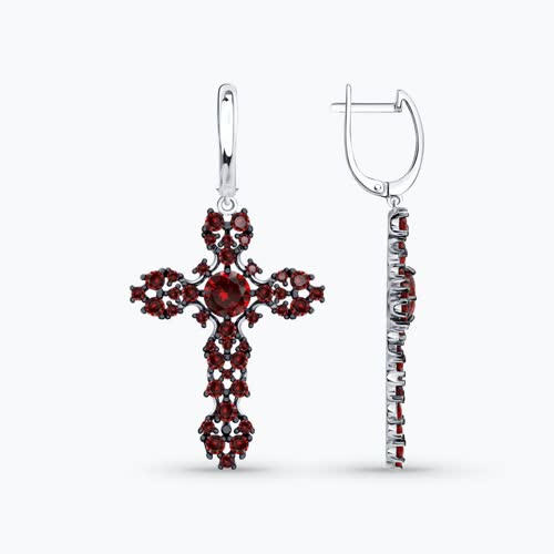 Серьги из серебра с фианитами