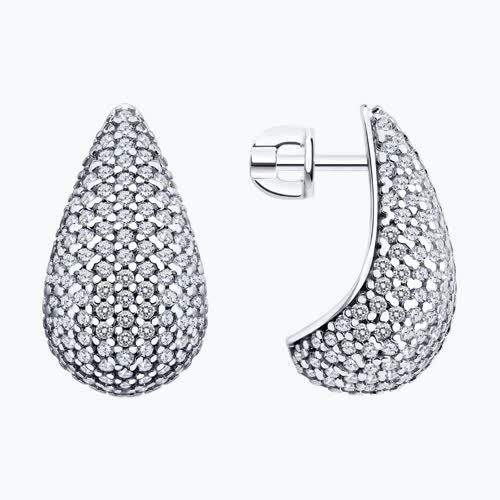 Серьги из серебра с фианитами