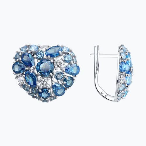 Серьги из серебра с фианитами