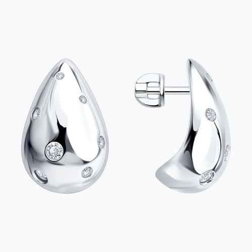 Серьги из серебра с фианитами