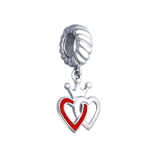 Подвеска-шарм из серебра «Два сердца»