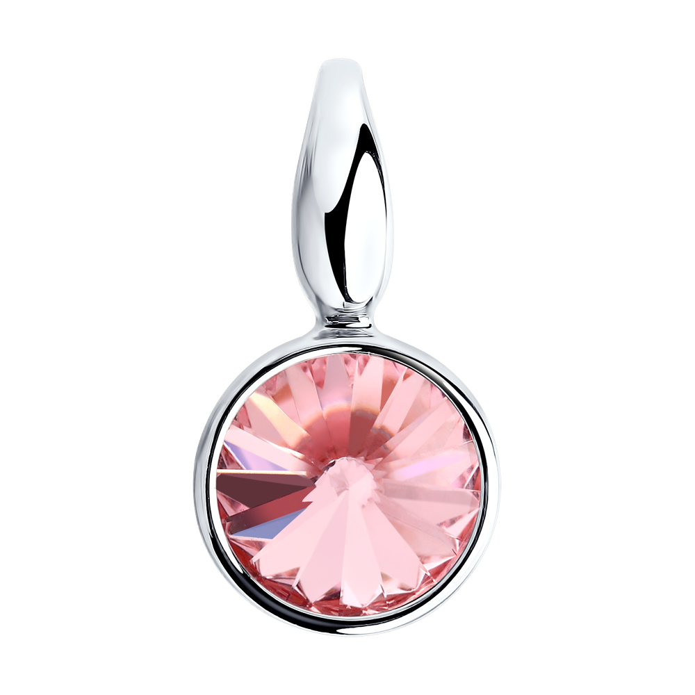 Подвеска из серебра с розовым кристаллом Swarovski