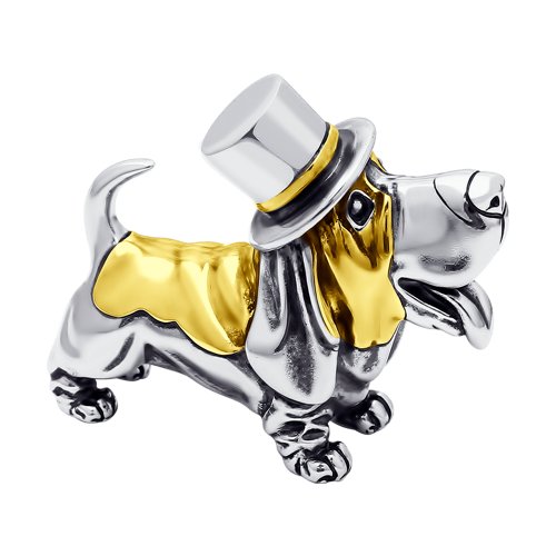 Сувенир «Собака» из золочёного серебра