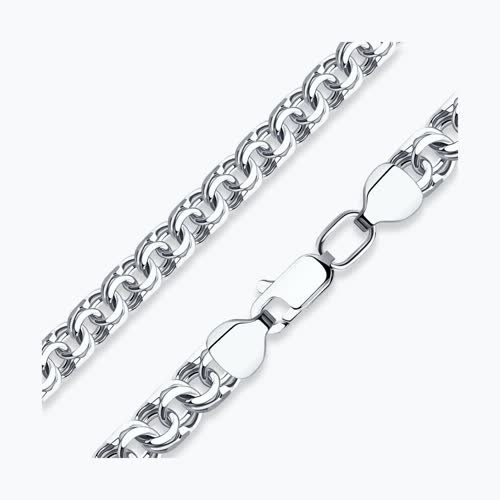 Цепь мужская из серебра, плетение Бисмарк, 925 проба