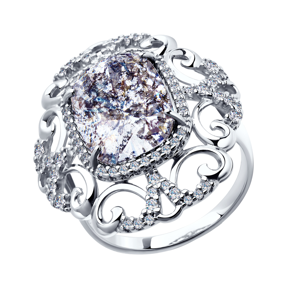 Кольцо из серебра с кристаллами Swarovski