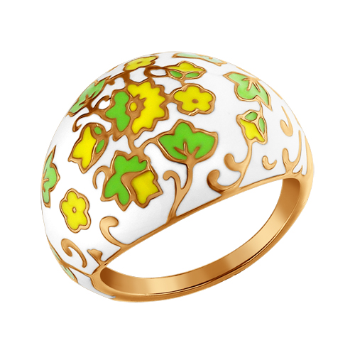Позолоченное кольцо декорированное эмалью