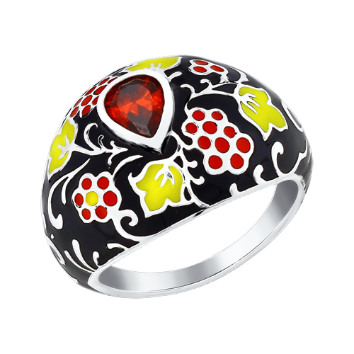 Кольцо из серебра с разноцветной эмалью