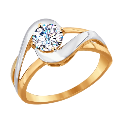 Помолвочное кольцо из комбинированного золота со Swarovski Zirconia