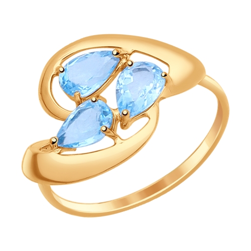 Кольцо из золота с голубыми топазами