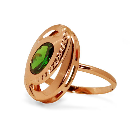 Кольцо из золота с зелёным фианитом