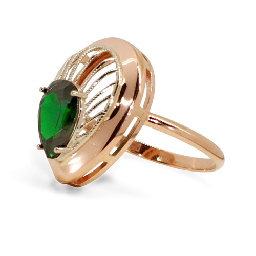 Кольцо из золота с зеленым фианитом
